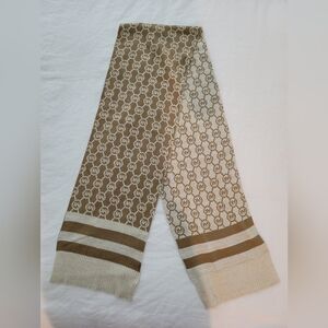 Michael Kors Beige and Brown Patterned Scarf